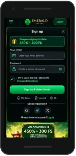 PatrickSpins sign-up on a phone