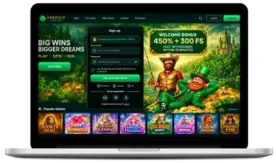 PatrickSpins casino lobby on a laptop